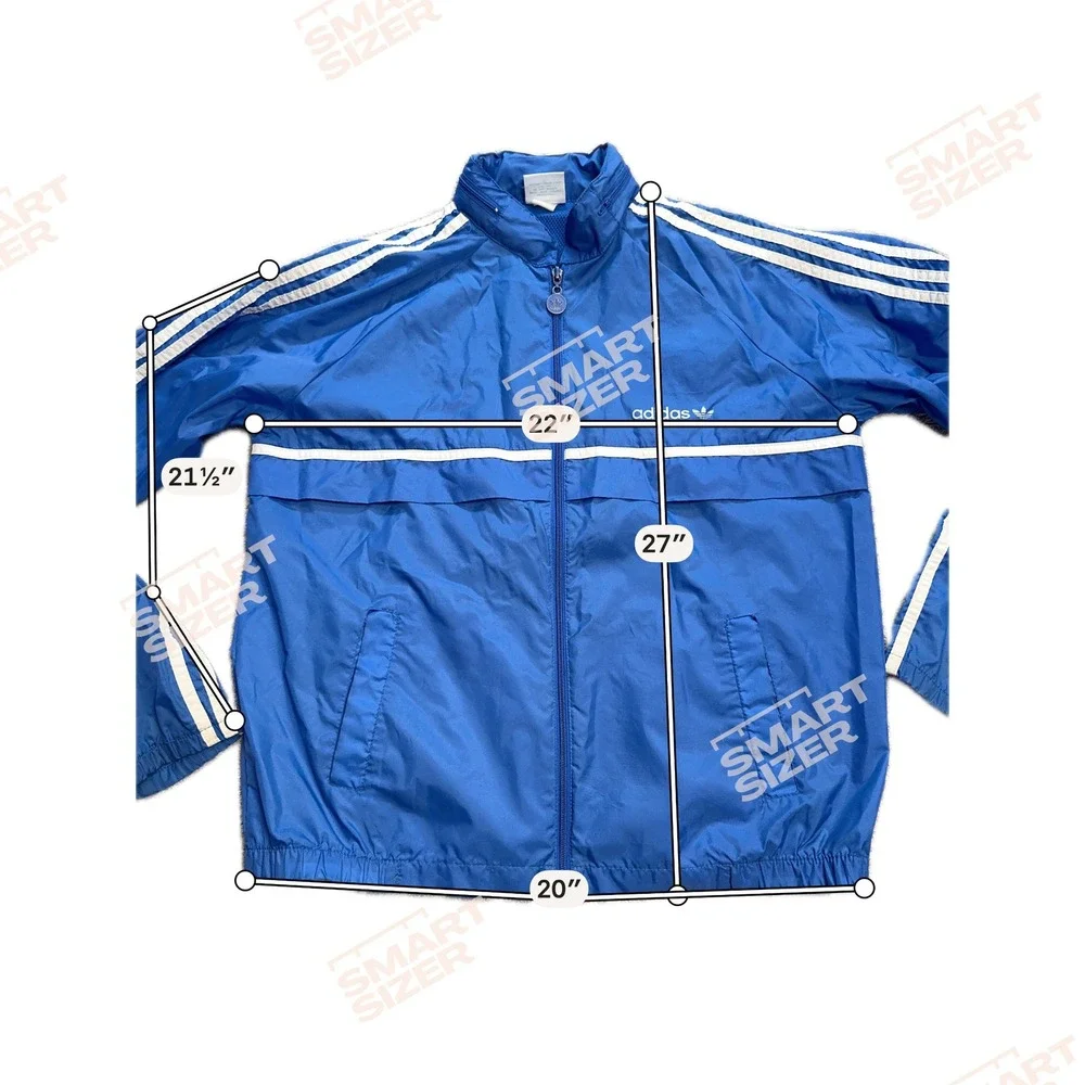 Vintage Adidas Men's Medium Full Zip Hooded Windbreaker Hidden Hood Jacket Blue